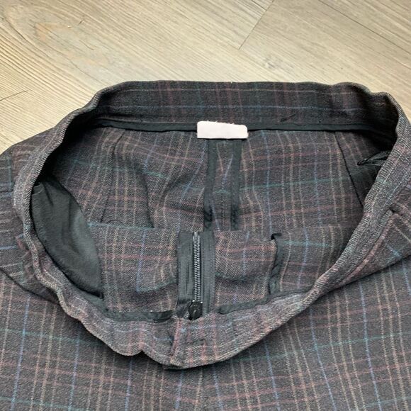 Vintage High Waisted Plaid Pants Grey Brown Straight Flare Leg 26” - Picture 4 of 10